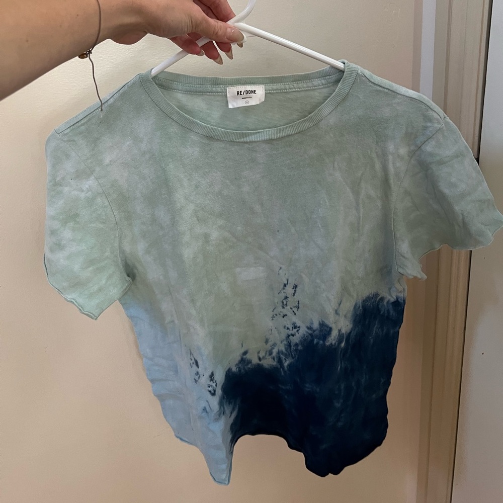Intermix Re/Done Blue Tie Dye T Shirt Brand New